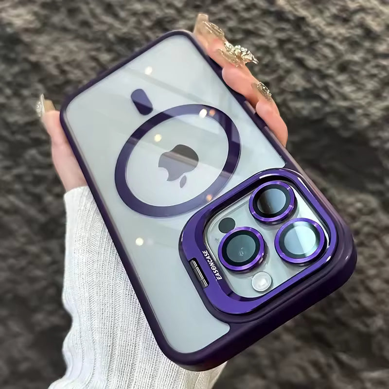 Luxury Magnetic iPhone Case with Stand & Lens Protection