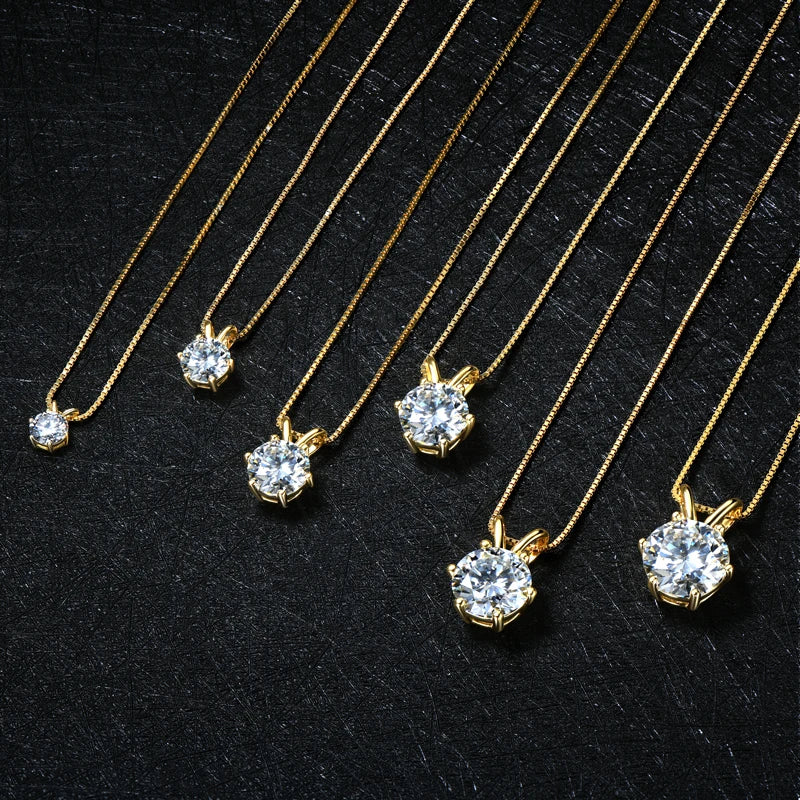 RAPRGOLD Certified Moissanite Pendant Necklace | 925 Sterling Silver | 0.5–5ct