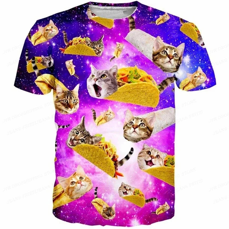3D Printed Funny Cat T-Shirt