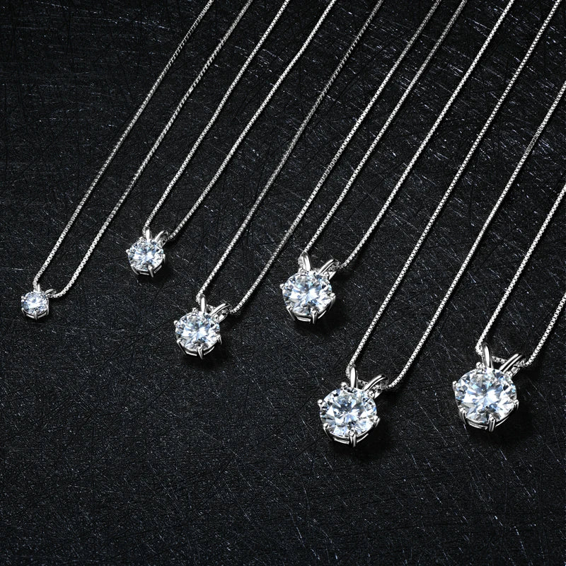 RAPRGOLD Certified Moissanite Pendant Necklace | 925 Sterling Silver | 0.5–5ct