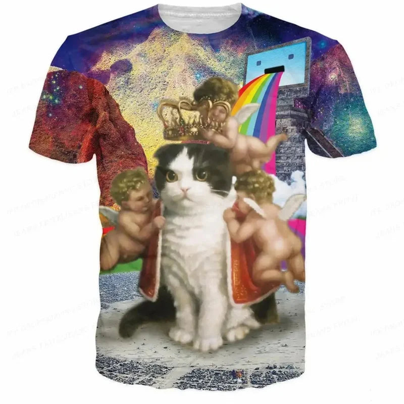 3D Printed Funny Cat T-Shirt