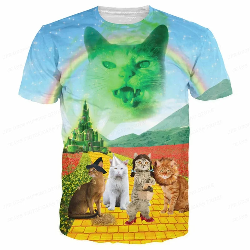3D Printed Funny Cat T-Shirt
