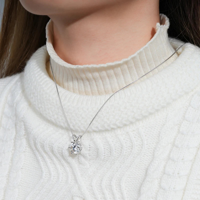 RAPRGOLD Certified Moissanite Pendant Necklace | 925 Sterling Silver | 0.5–5ct