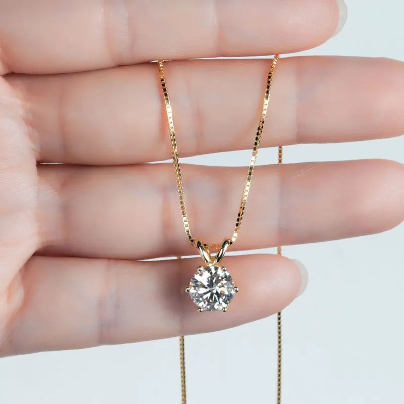 RAPRGOLD Certified Moissanite Pendant Necklace | 925 Sterling Silver | 0.5–5ct