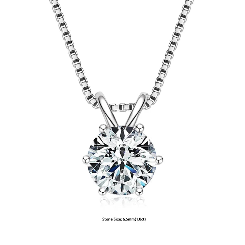 RAPRGOLD Certified Moissanite Pendant Necklace | 925 Sterling Silver | 0.5–5ct