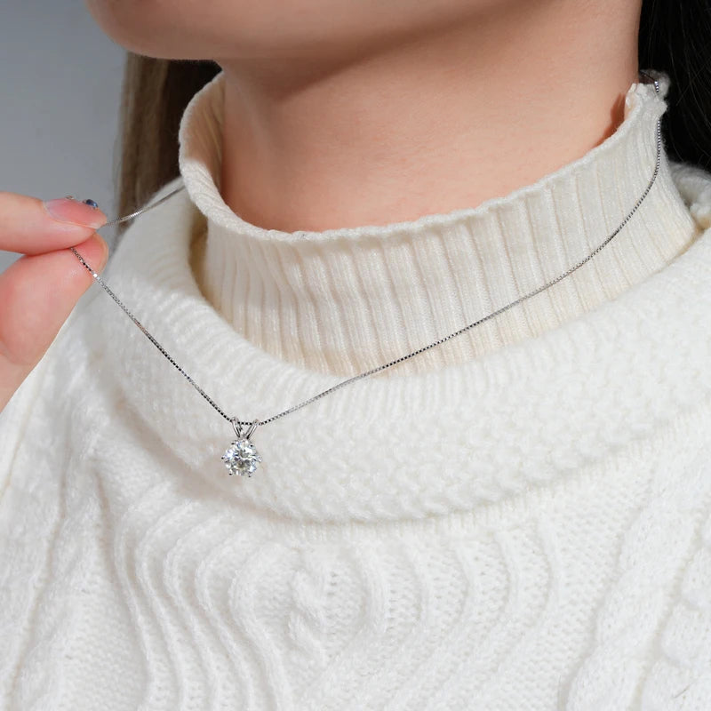 RAPRGOLD Certified Moissanite Pendant Necklace | 925 Sterling Silver | 0.5–5ct