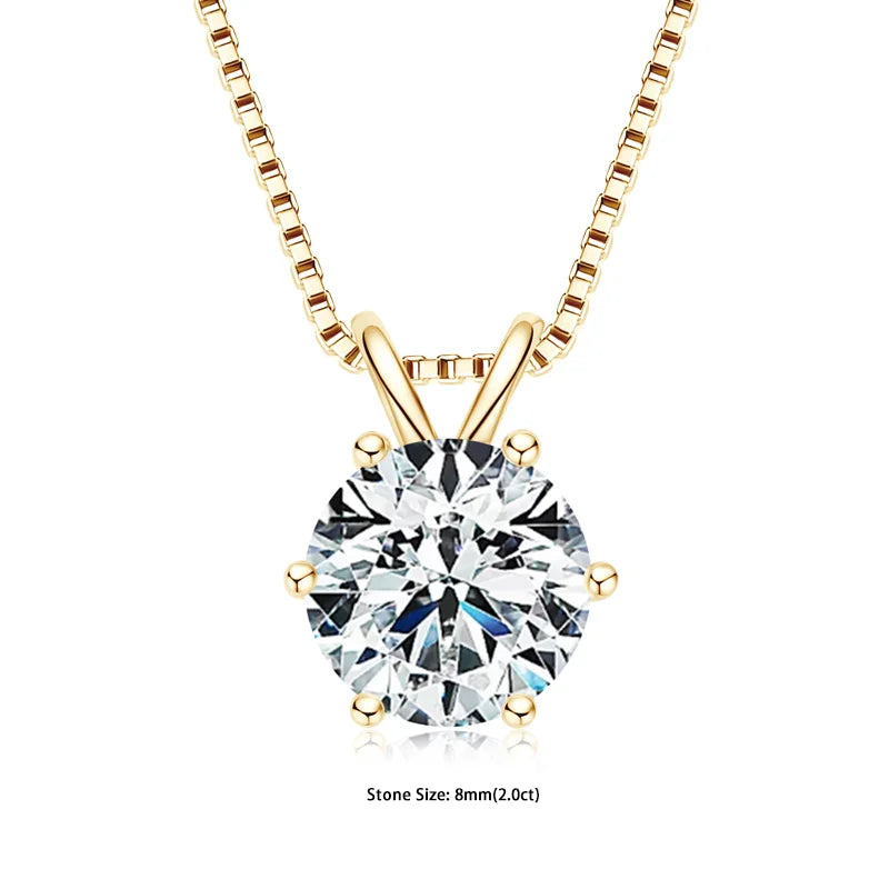 RAPRGOLD Certified Moissanite Pendant Necklace | 925 Sterling Silver | 0.5–5ct