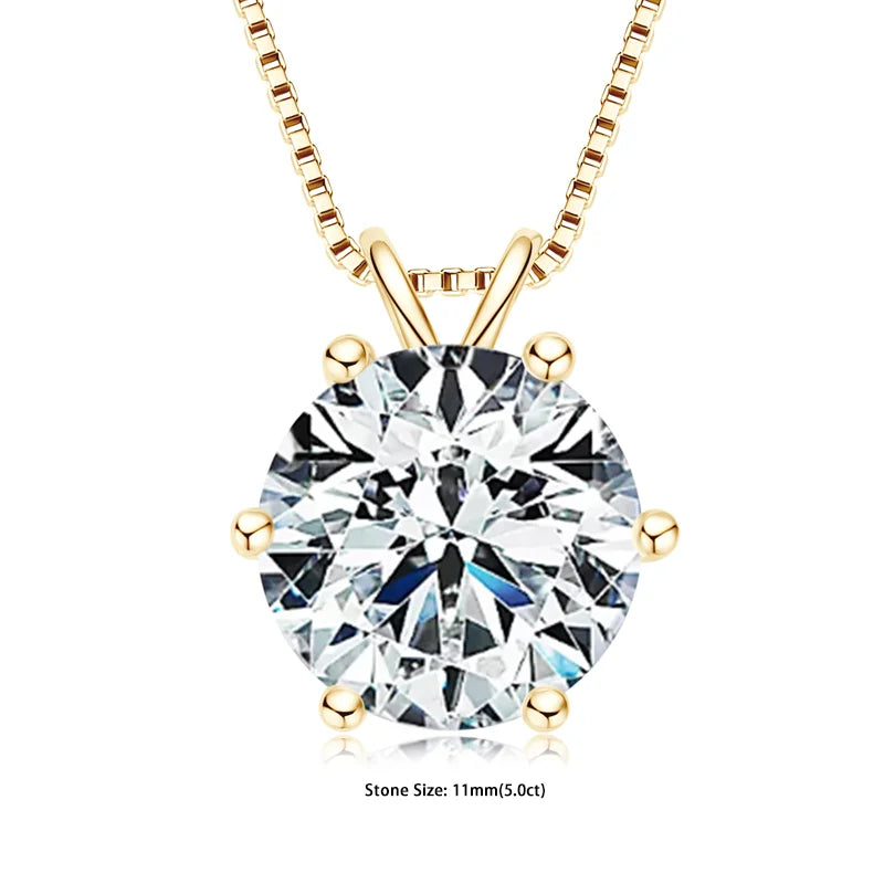 RAPRGOLD Certified Moissanite Pendant Necklace | 925 Sterling Silver | 0.5–5ct