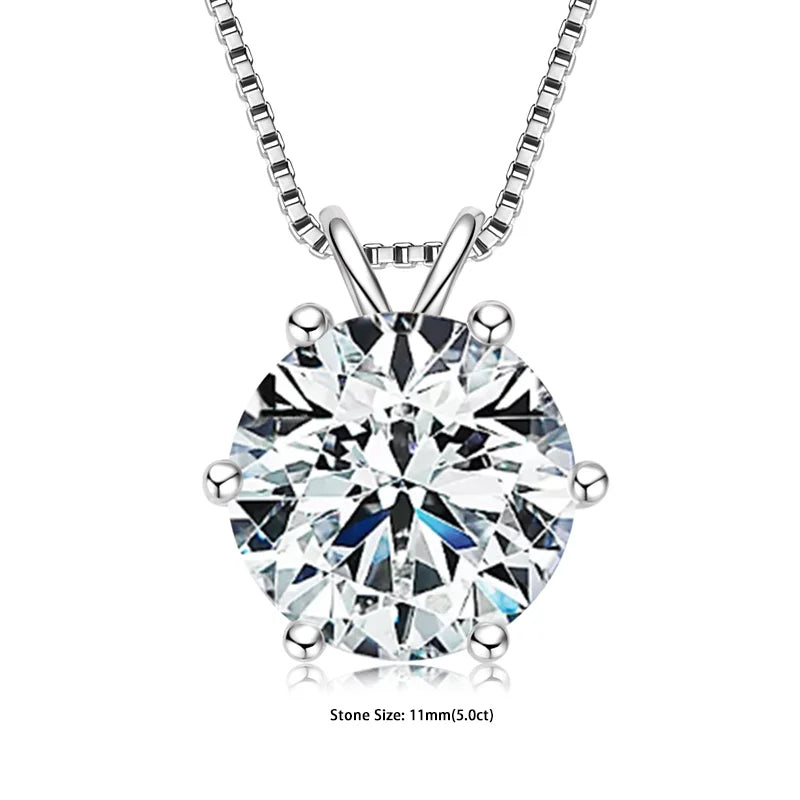 RAPRGOLD Certified Moissanite Pendant Necklace | 925 Sterling Silver | 0.5–5ct