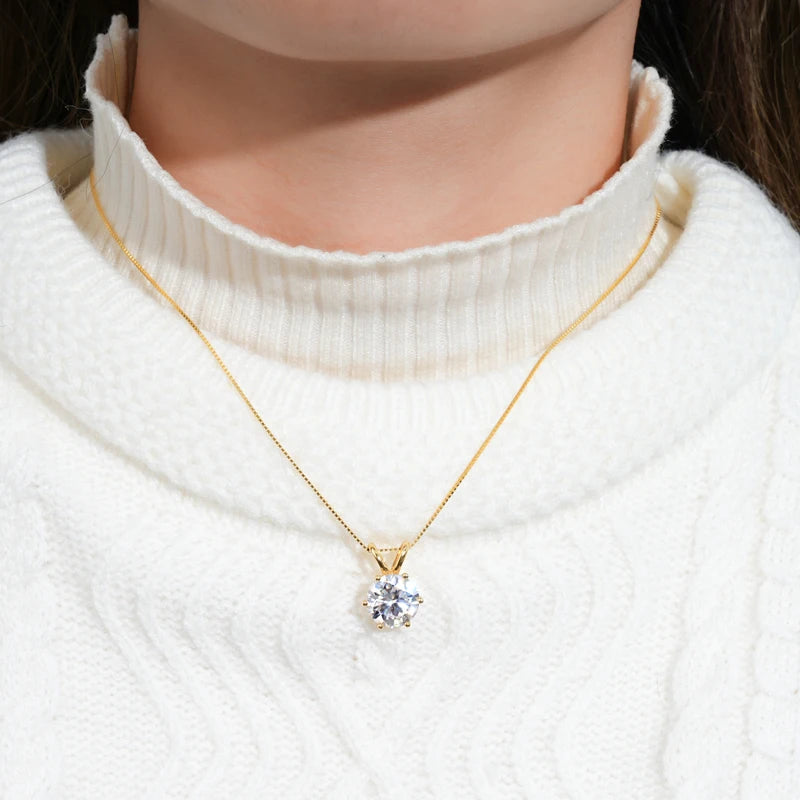 RAPRGOLD Certified Moissanite Pendant Necklace | 925 Sterling Silver | 0.5–5ct