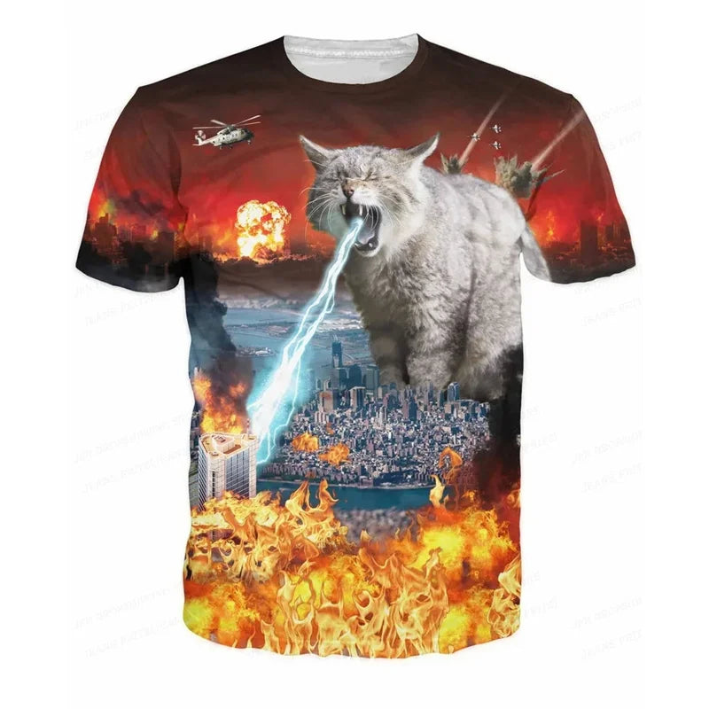 3D Printed Funny Cat T-Shirt