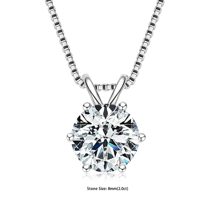 RAPRGOLD Certified Moissanite Pendant Necklace | 925 Sterling Silver | 0.5–5ct