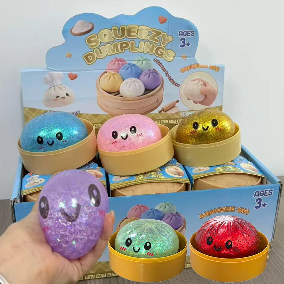 Dumpling Squishy Stress Ball – Slow Rising Fidget Toy with Mini Steamer