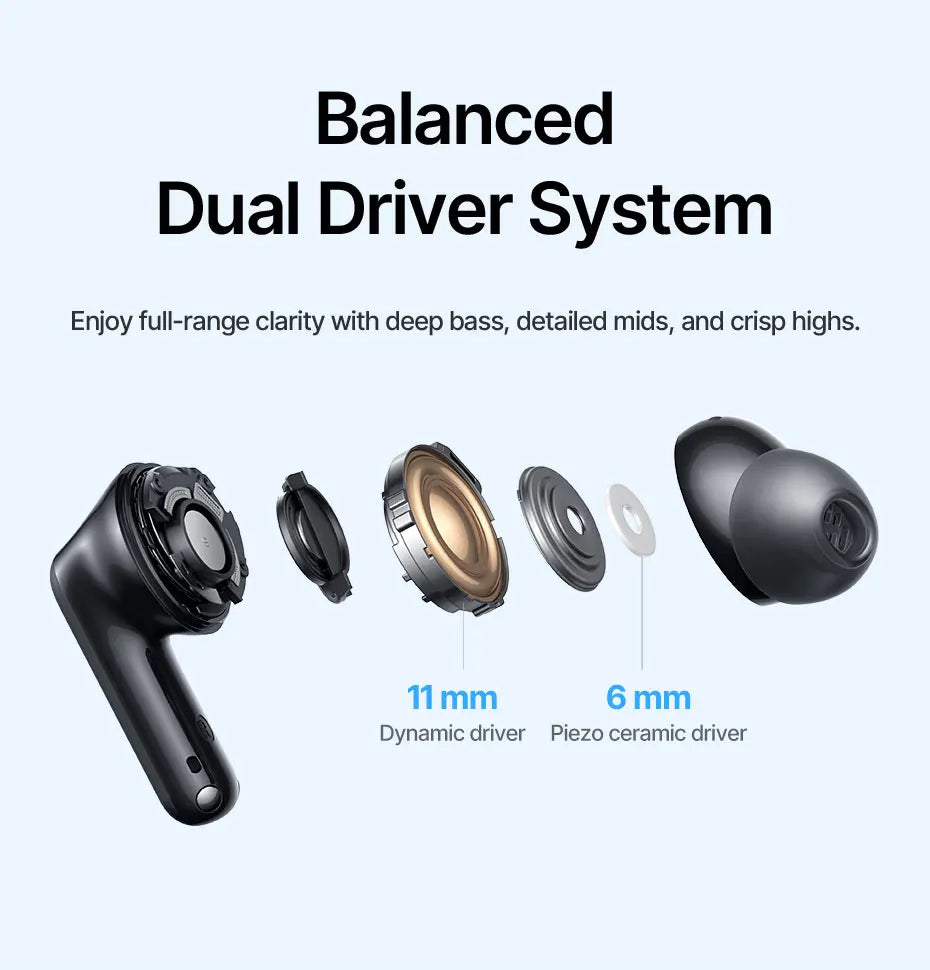 Baseus EP10 Ultra Wireless Earbuds | ANC, 65Hr Battery, 6-Mic, Bluetooth 6.0
