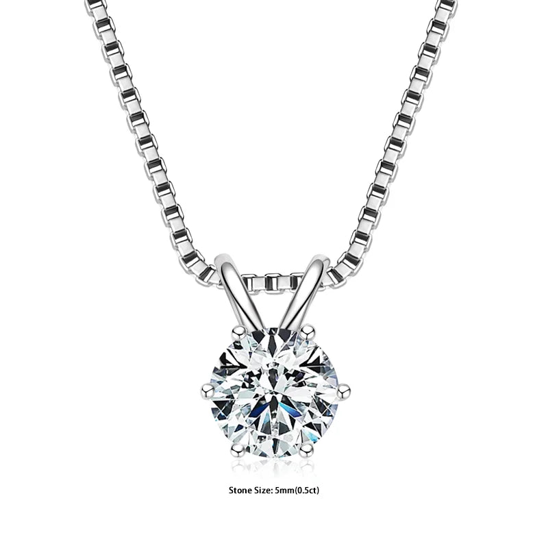 RAPRGOLD Certified Moissanite Pendant Necklace | 925 Sterling Silver | 0.5–5ct