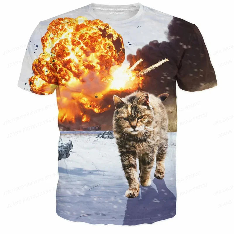 3D Printed Funny Cat T-Shirt