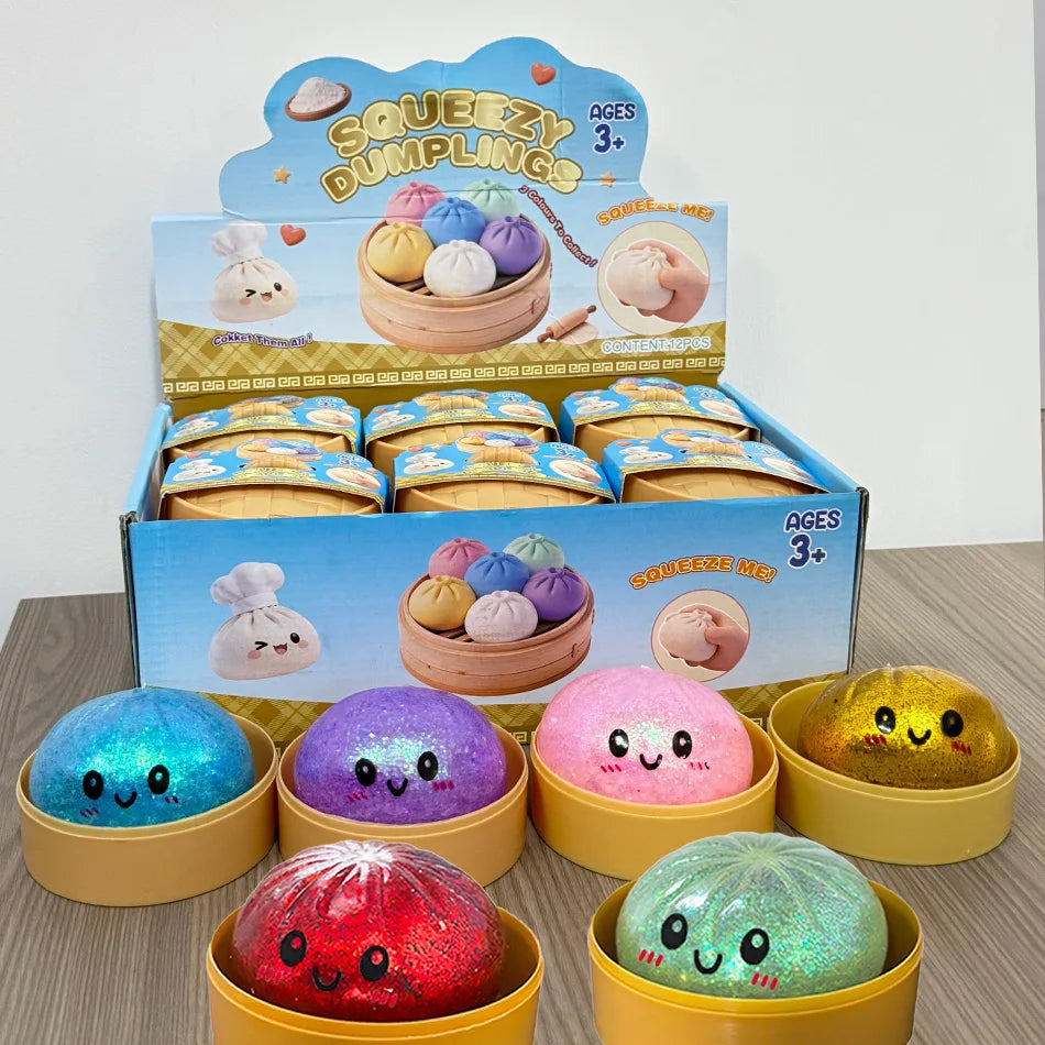 Dumpling Squishy Stress Ball – Slow Rising Fidget Toy with Mini Steamer