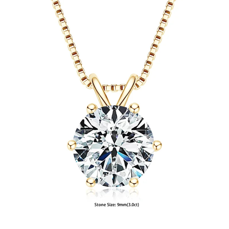 RAPRGOLD Certified Moissanite Pendant Necklace | 925 Sterling Silver | 0.5–5ct