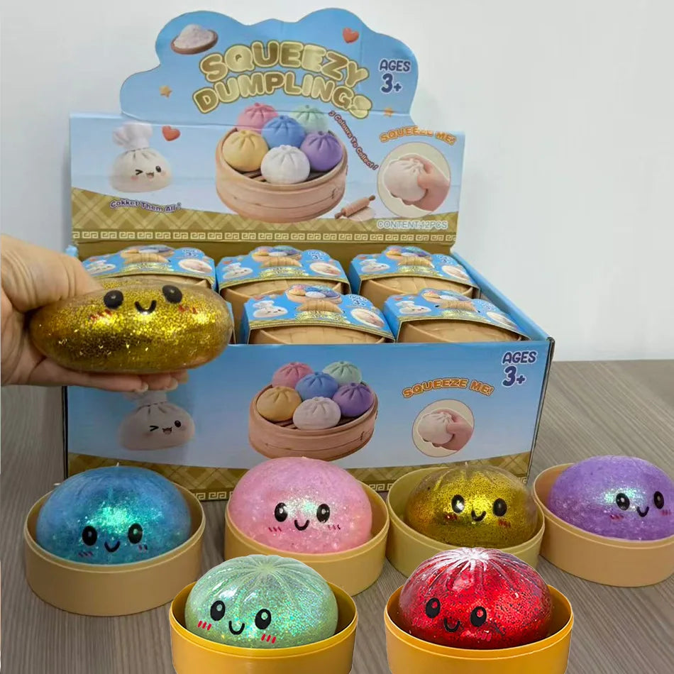 Dumpling Squishy Stress Ball – Slow Rising Fidget Toy with Mini Steamer