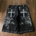 Y2K Baggy Letter Embroidery Denim Shorts
