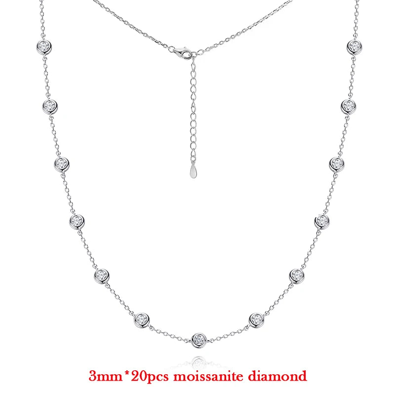 Moissanite Diamond Tennis Necklace with Marquise Pendant – 925 Sterling Silver