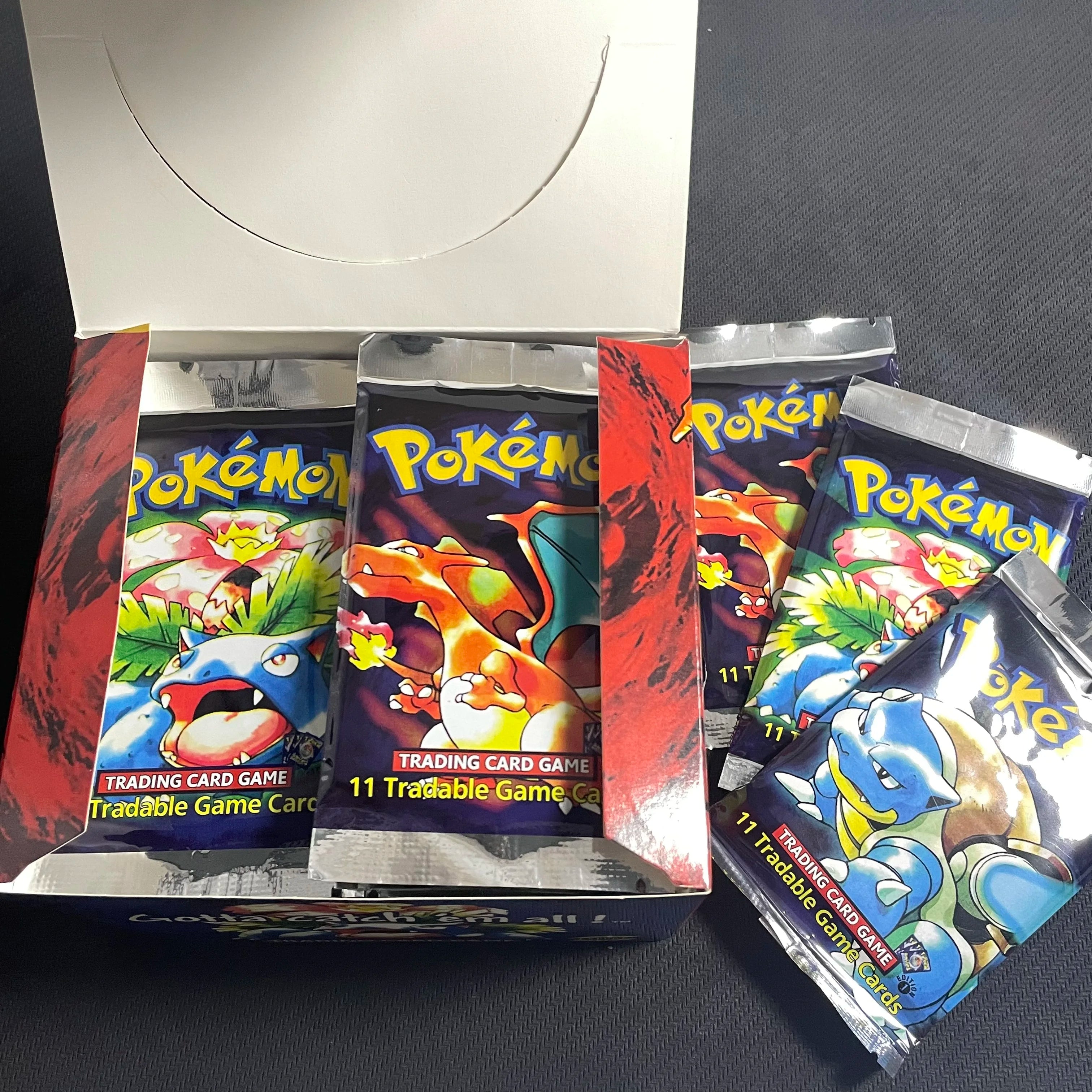 PKM Card English 1ST Ed Base Set Packs - Charizard Blastoise Venusaur Light (X1) (X3) (X5) RARE Art Set TCG Tradable Game Cards