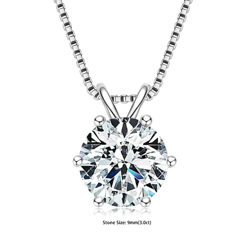 RAPRGOLD Certified Moissanite Pendant Necklace | 925 Sterling Silver | 0.5–5ct