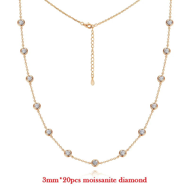 Moissanite Diamond Tennis Necklace with Marquise Pendant – 925 Sterling Silver