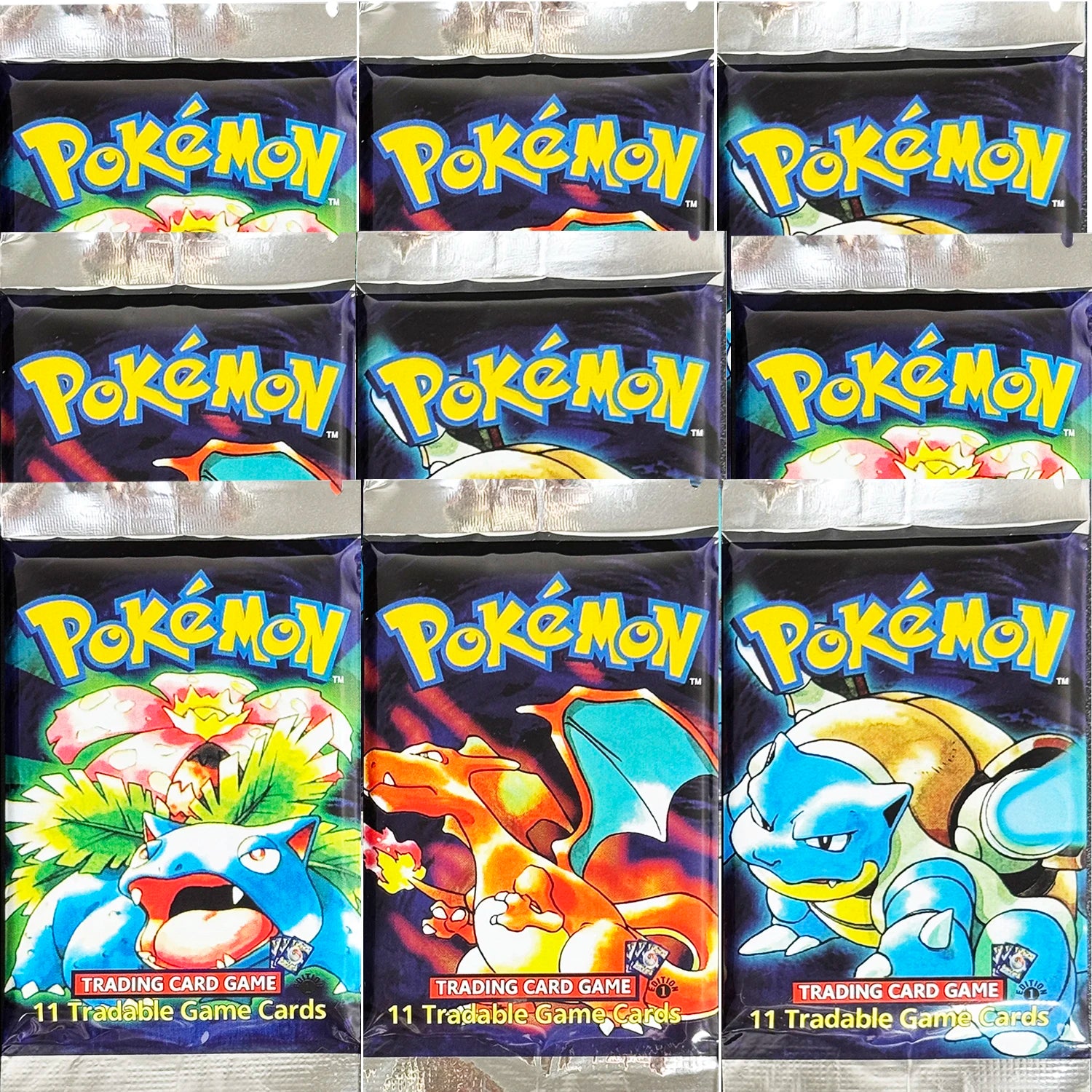 Pokémon 1st Edition Base Set Booster Packs | Charizard, Blastoise & Venusaur
