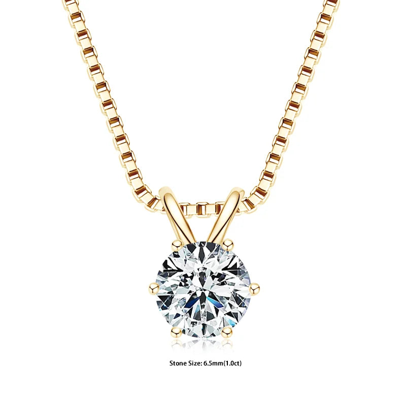 RAPRGOLD Certified Moissanite Pendant Necklace | 925 Sterling Silver | 0.5–5ct
