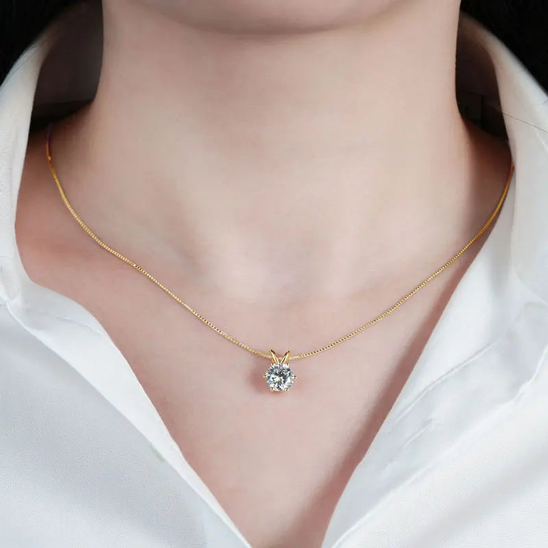 RAPRGOLD Certified Moissanite Pendant Necklace | 925 Sterling Silver | 0.5–5ct