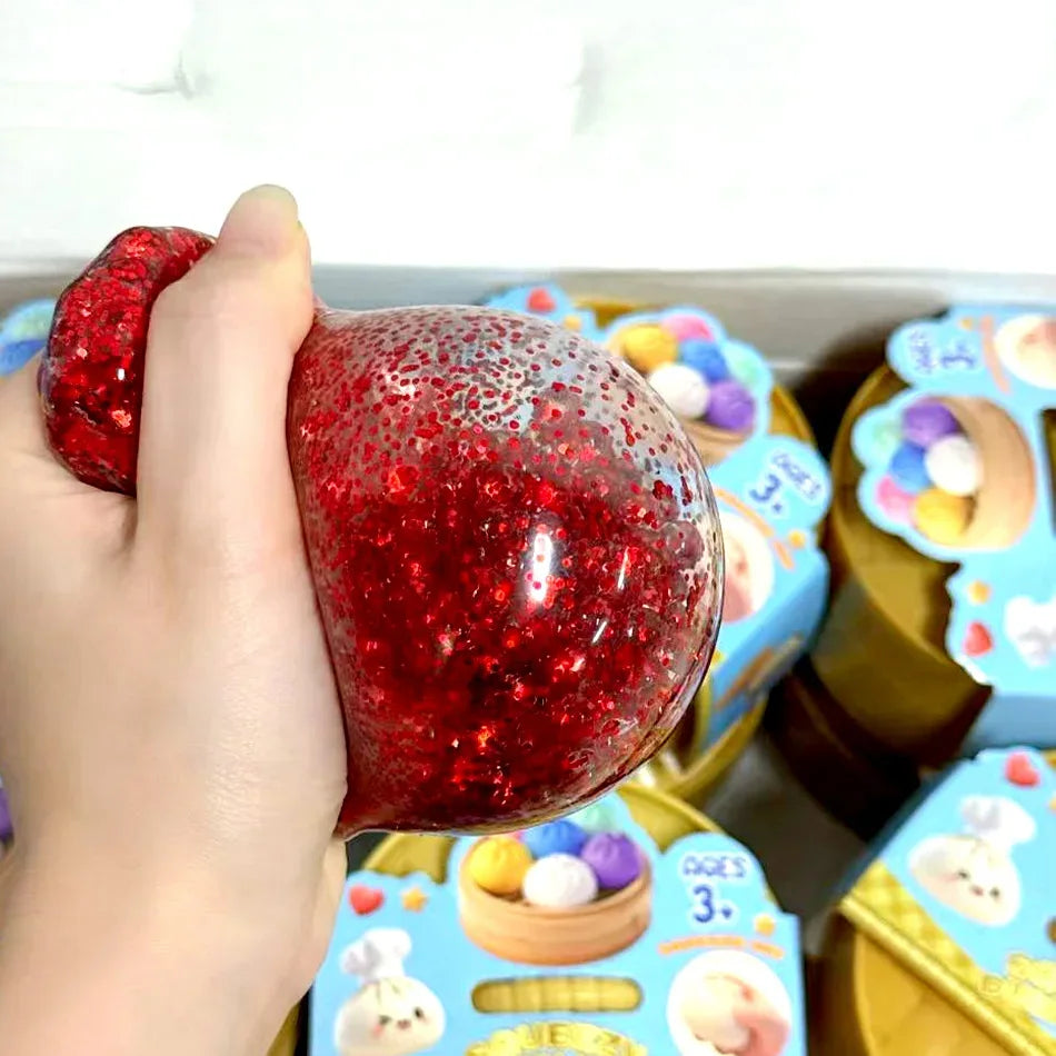 Dumpling Squishy Stress Ball – Slow Rising Fidget Toy with Mini Steamer