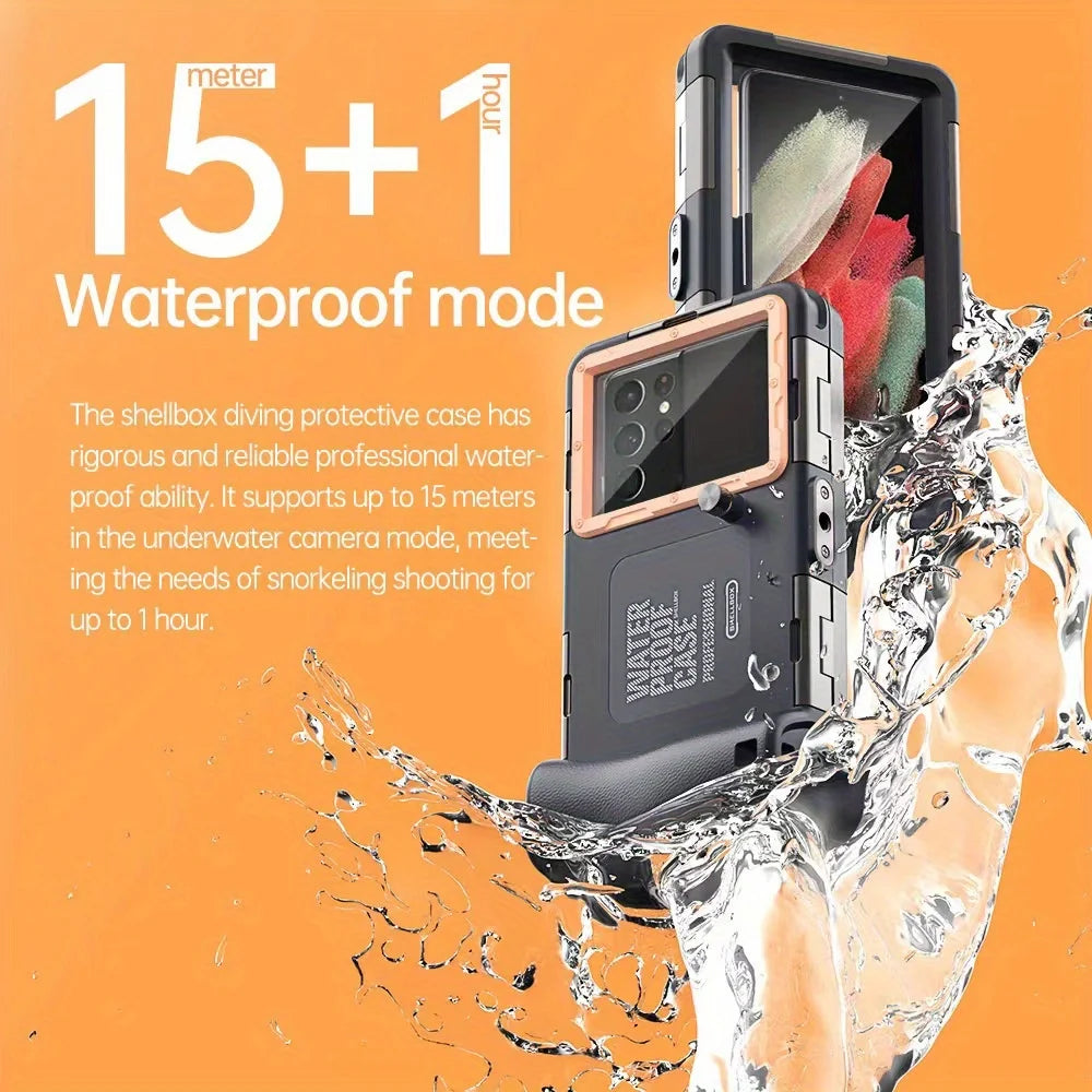 Waterproof Phone Case with Lanyard – 15m Diving Protection for iPhone & Samsung (Up to 6.9")