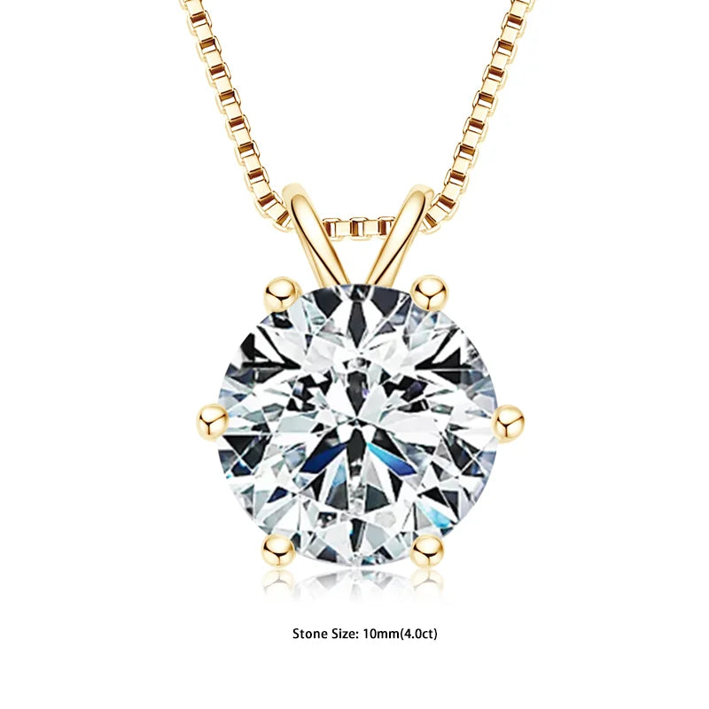 RAPRGOLD Certified Moissanite Pendant Necklace | 925 Sterling Silver | 0.5–5ct