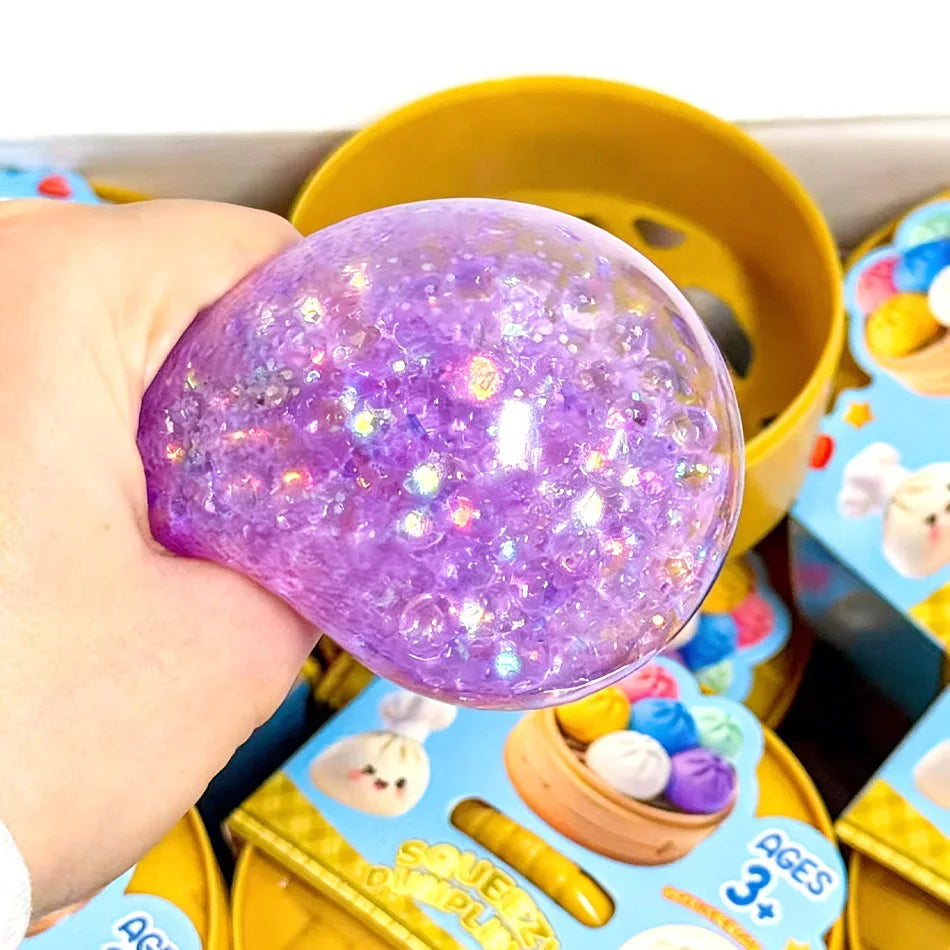 Dumpling Squishy Stress Ball – Slow Rising Fidget Toy with Mini Steamer