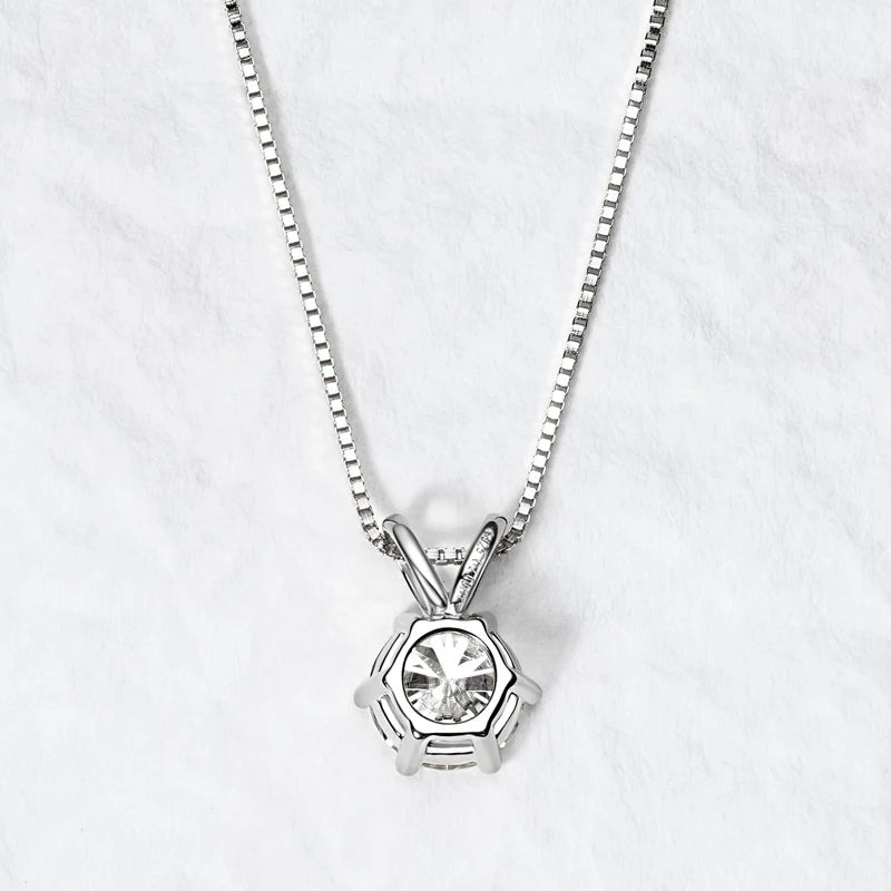 RAPRGOLD Certified Moissanite Pendant Necklace | 925 Sterling Silver | 0.5–5ct