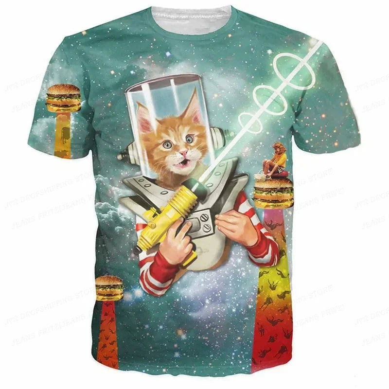 3D Printed Funny Cat T-Shirt