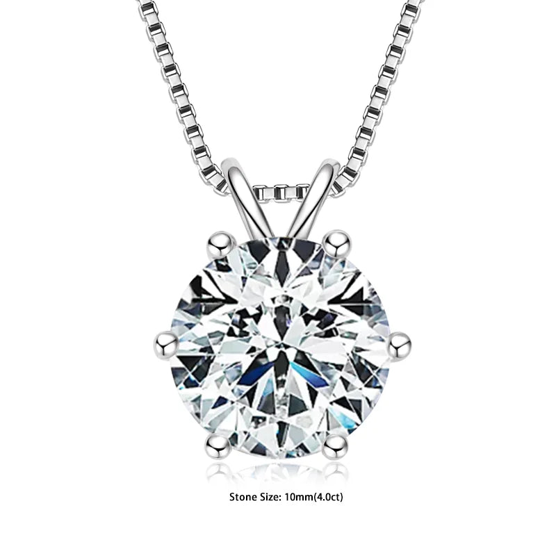 RAPRGOLD Certified Moissanite Pendant Necklace | 925 Sterling Silver | 0.5–5ct