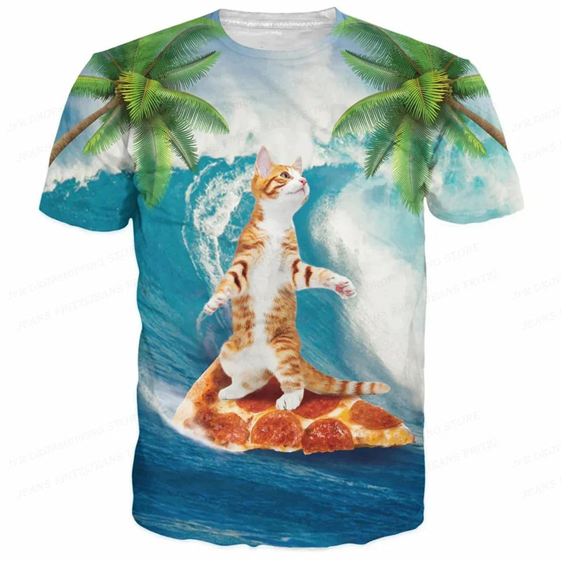 3D Printed Funny Cat T-Shirt