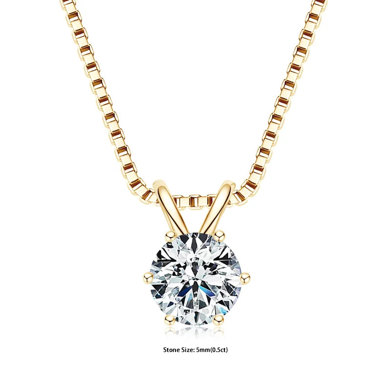 RAPRGOLD Certified Moissanite Pendant Necklace | 925 Sterling Silver | 0.5–5ct