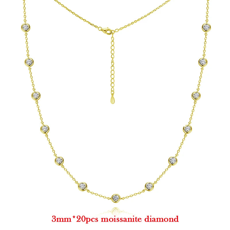 Moissanite Diamond Tennis Necklace with Marquise Pendant – 925 Sterling Silver