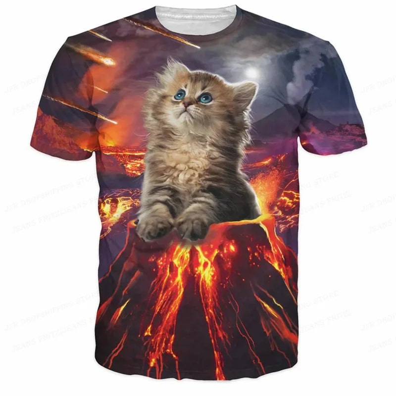 3D Printed Funny Cat T-Shirt