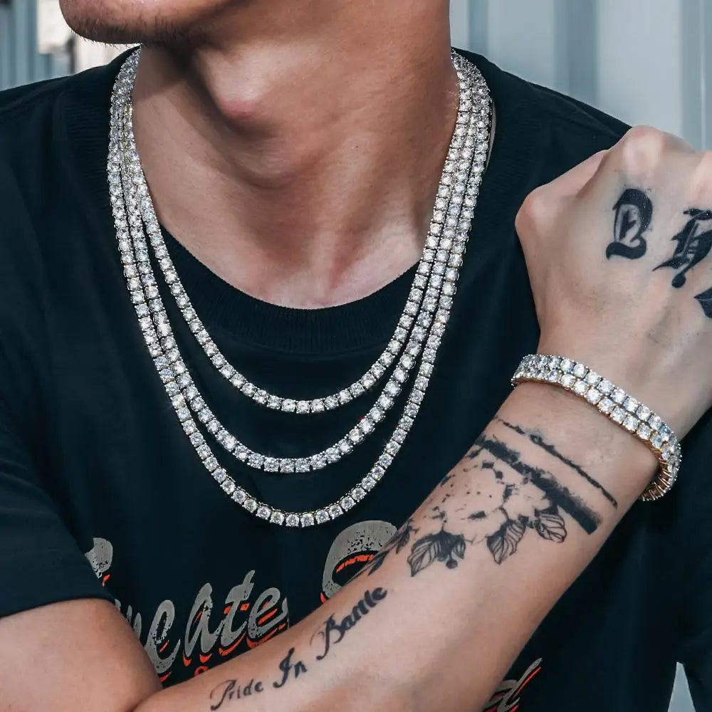 Hip Hop CZ Tennis Chain Necklace | Gold & Silver | 3–6mm