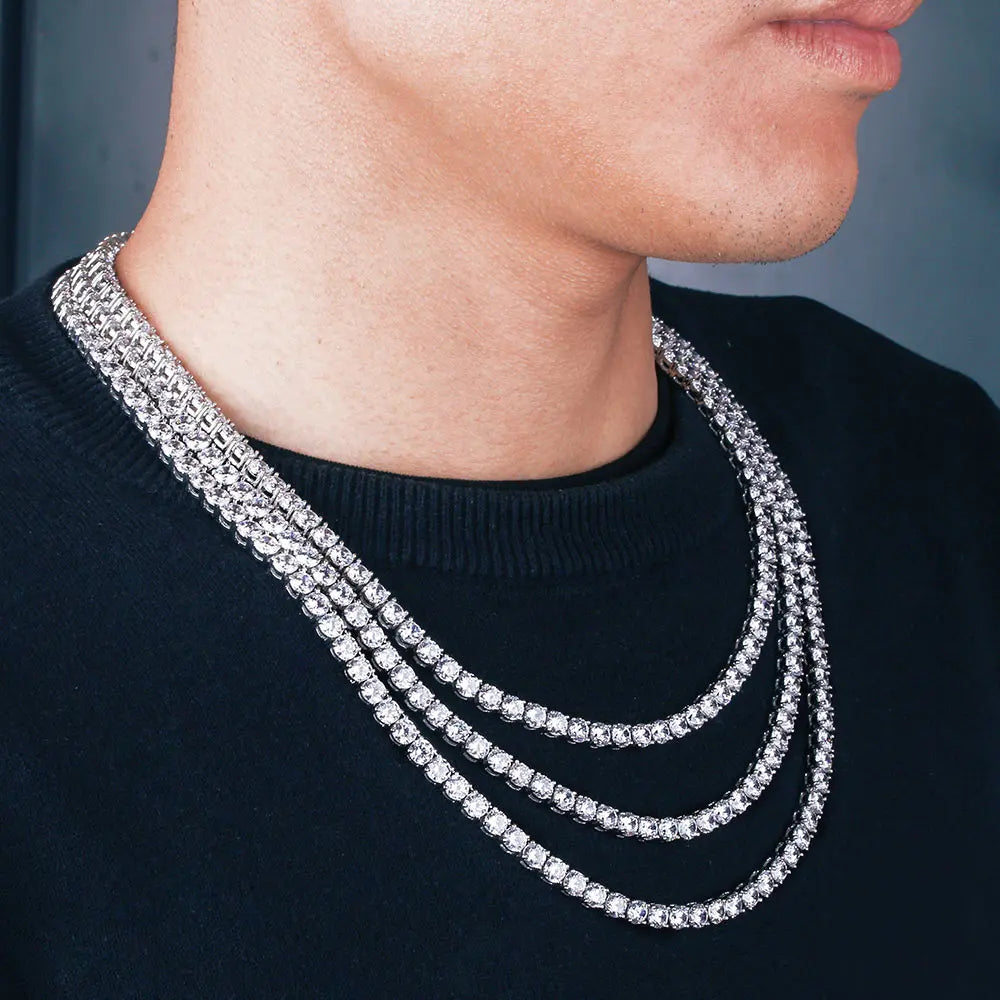 Hip Hop CZ Tennis Chain Necklace | Gold & Silver | 3–6mm