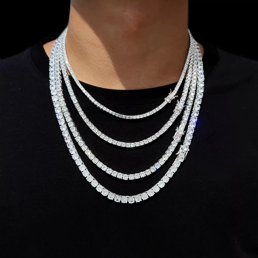 Hip Hop CZ Tennis Chain Necklace | Gold & Silver | 3–6mm